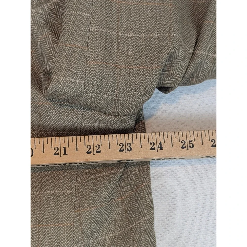 Izod of London Tan 38R Linen Window Pane Plaid Blazer Sport Mens‎ Suit Jacket